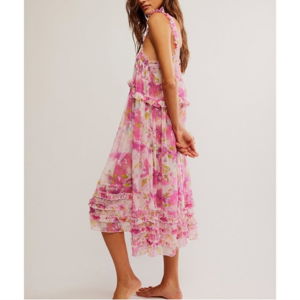 NWT Free People Moon Phase Printed Midi Slip Dress / Pop Combo / Size S - Picture 2 of 6